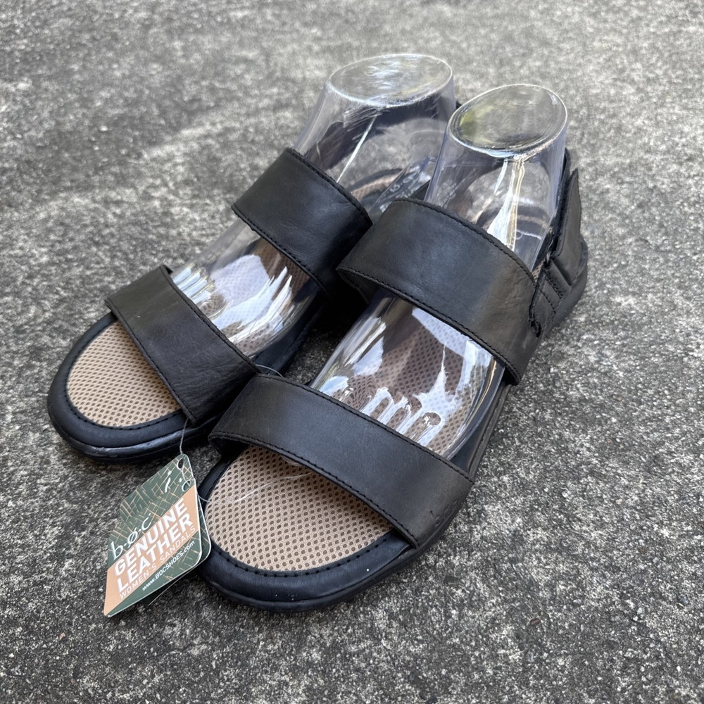 Women's B.O.C Berries Sandals Women's 11 M Black Leather Hook and Loop Strap